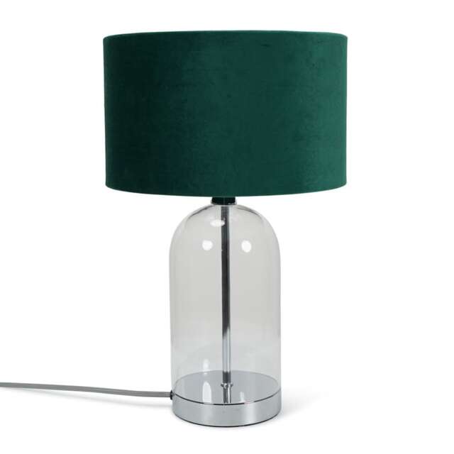 ValueLights Jessy Chrome Metal Table Lamp Forest Green Velvet Shade