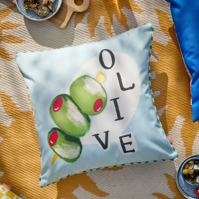 Furn Mediterranean Olive Outdoor Cushion Green Olive/Blue