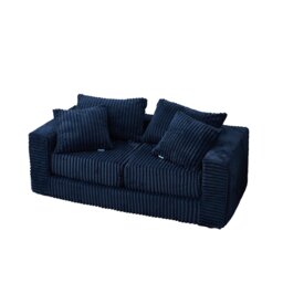Groundlevel Camden Sectional Super Soft Velvet 2 / 3 Seater Sofa or Optional Cube Footstall Blue Navy Two Seater