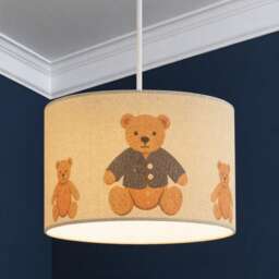 CGC Blake 30cm Oatmeal Linen Blue Teddy Bear Children's Lampshade