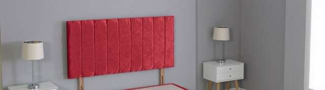 "Red Crushed Velvet 9 Panel Headboard Red 3FT Single 20""inch Headboard"