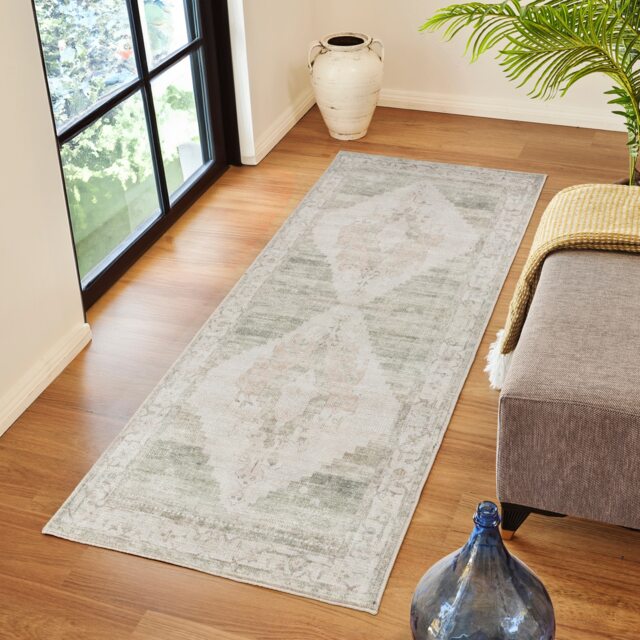 LIVABLISS Becki Owens Luca-Vintage Traditional Vintage Boho Rug 80 x 220 cm Blue Brown Green