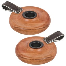 Wooden Candle Holder with Handle Rustic Natural Light Wood Candlestick Decor Brown Set of 2