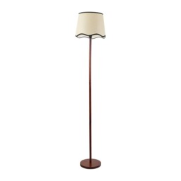ValueLights Heather Dark Wood Floor Lamp Scallop Black Trim Shade Brown Black