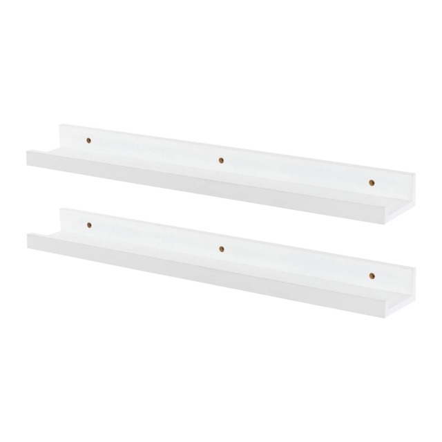 Harbour Housewares Floating Picture Ledge Wall Shelves - 57cm - White - Pack of 2