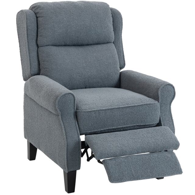 HOMCOM Recliner Armchair, Fabric Recliner Chair, Grey Grey Grey