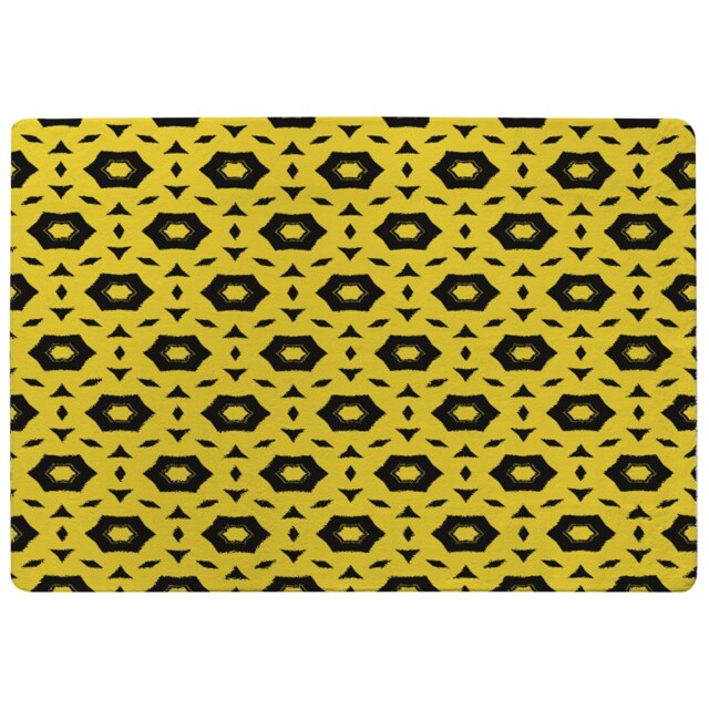 Yellow & Black Geometric Pattern Rug Multi
