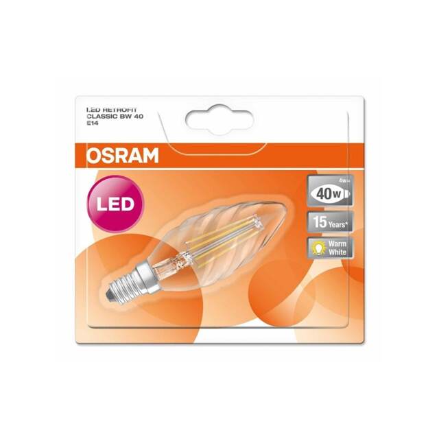 Osram Retrofit Classic 40W E14 LED Candle Filament Light Bulb - Warm White