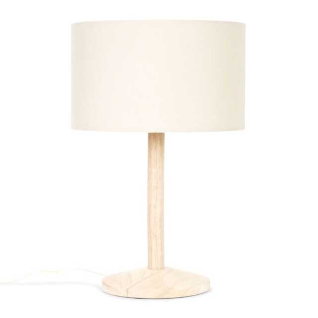 ValueLights Triston Light Wood Table Lamp Cream Shade