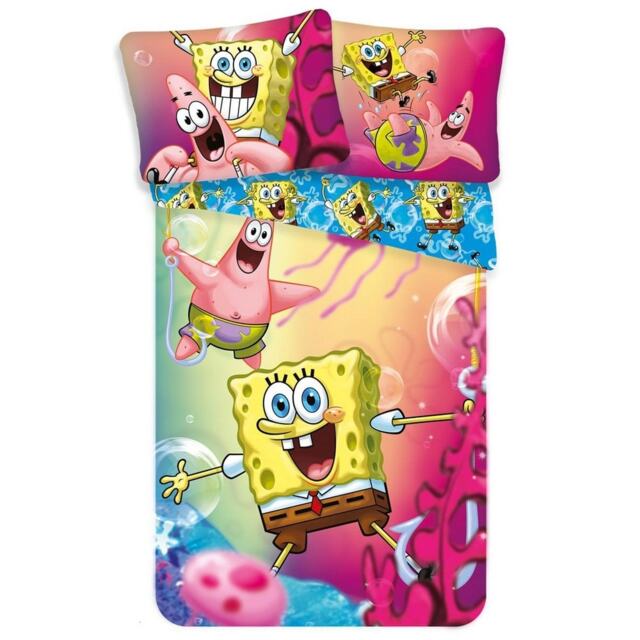 SpongeBob SquarePants Duvet Cover Set Pink Pink/Blue/Yellow Single 1