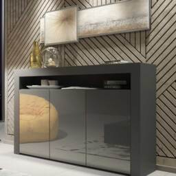 TV Unit TV Stand Sideboard Storage Cabinet Cupboard Grey High Gloss 155cm