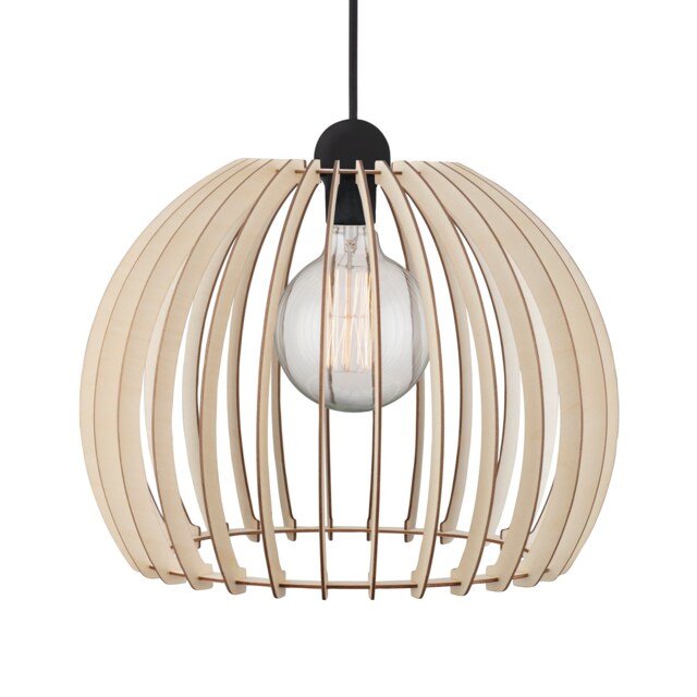 Nordlux Chino Indoor Pendant Light Brown Wood E27 Slatted - Mains Powered, IP20 Brown