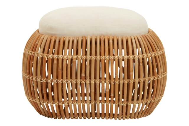 Interiors by Premier Rattan Bean Bench, Rattan Bean Stool for Home, Outdoor, Lounge, Living Room, Unique Curved Rattan Stool Brown Brown