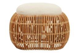 Interiors by Premier Rattan Bean Bench, Rattan Bean Stool for Home, Outdoor, Lounge, Living Room, Unique Curved Rattan Stool Brown Brown