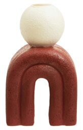 Orsina Modern White Candle Holder with Red Base, Antique Candle Holder For Living Room, Large Candle Holder For Home
