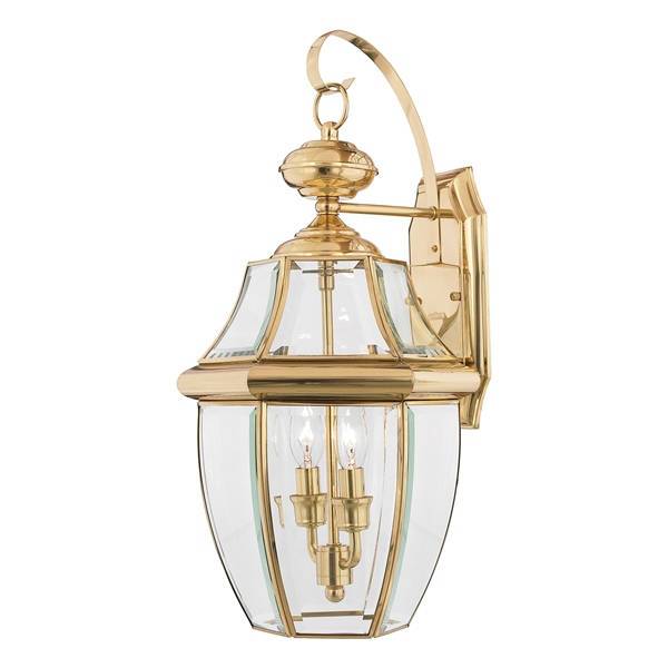 Newbury 2 Light Outdoor Large Wall Lantern Light Polished Brass IP44, E14