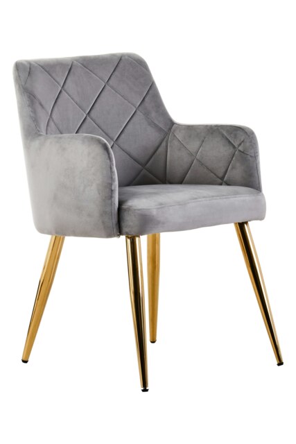 Orsina Mink Velvet Angular Dining Chair, Mid-century Lounge Chair, Decorative Chair, Armchair With Gold Finish Legs