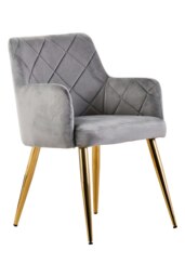 Orsina Mink Velvet Angular Dining Chair, Mid-century Lounge Chair, Decorative Chair, Armchair With Gold Finish Legs