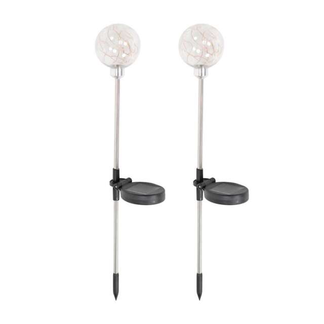 ValueLights 2 Pack Solar Power Outdoor Fairy Spike Lights Garden Black