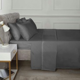 "Percale 180TC 10"" Fitted Sheet - Charcoal Grey Super King 1"