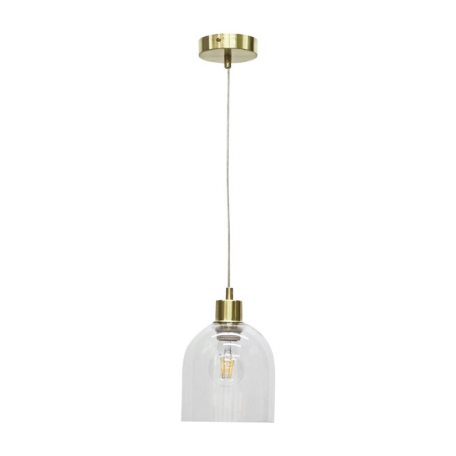 Belten - Clear Glass Cloche with Satin Brass Pendant Fitting Clear Clear 1
