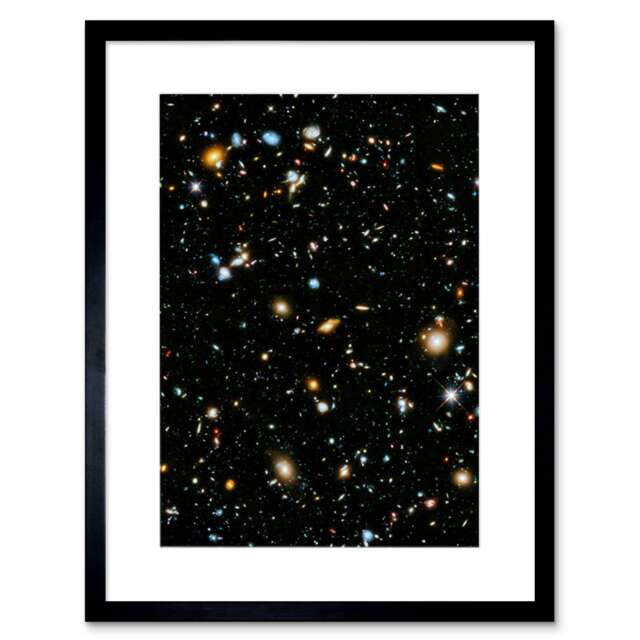 "Hubble Space Ultra Deep Field 2014 Ultraviolet Composite 9x7"" Black Framed Wall Art Print"