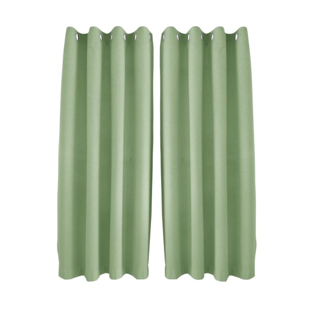 Olive Green Linen Blackout Eyelet Curtains - 46x63 Inch Drop - 2 Panel Green One Size