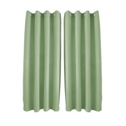 Olive Green Linen Blackout Eyelet Curtains - 46x63 Inch Drop - 2 Panel Green One Size