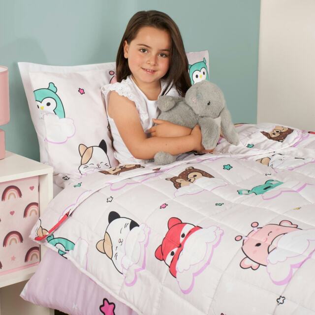 Squishmallows Kids Weighted Blanket 3kg Sensory Sleep Anxiety, 100x150cm - Lilac
