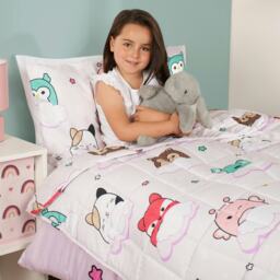 Squishmallows Kids Weighted Blanket 3kg Sensory Sleep Anxiety, 100x150cm - Lilac