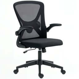 Vinsetto Ergonomic Mesh Office Chair with 90 Flip-up Armrests and Lumbar Support, Height Adjustable Computer Chair with Swivel Wheels, Black