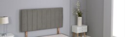 "Grey Plush Velvet 9 Panel Headboard Grey 2FT6 Small Single 26""inch Headboard"