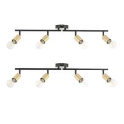 Set of 2 Journey - Matt Black Gold 4 Way Adjustable Ceiling Spotlights