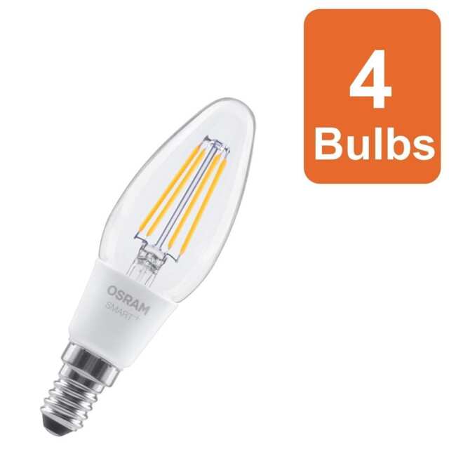 Osram Smart+ Matter E14 Filament Classic B40 Light Bulb Dimmable 4W 4 Pack