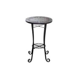 Cairo Mosaic Plant Stand Side Table 35cm Ceramic Tile Top Metal Frame for Indoor Outdoor Use