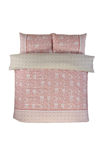 Eleanor Floral Microfibre Reversible Duvet Cover Set with Pillowcase Pink Single