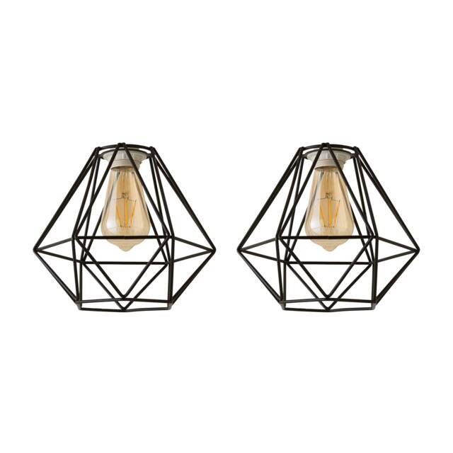 ValueLights Diablo Pair Black Wire Frame Non Electric Pendant Shade Black
