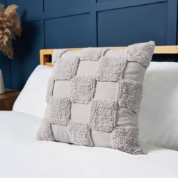 BHS Cotton Tufted Checkerboard Cushion, Grey Grey Grey 45 x 45cm 1