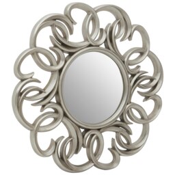 Entwined Silver Swirl Wall Mirror With Abstract Frame,Statement Circular Mirror,Aureole Decorative Mirror Silver