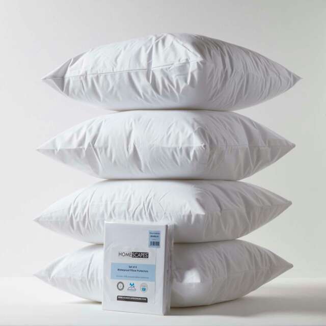 Homescapes Waterproof Pillow Protectors - 80 x 80 cm - Pack of 4 White