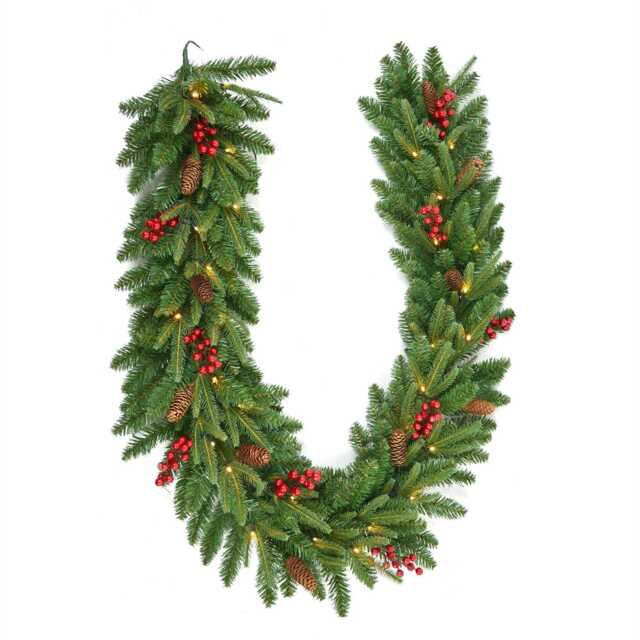 Pre Lit Christmas Garland, Green, 2 Meter