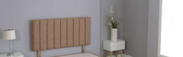 "Brown Linen 9 Panel Headboard Brown 4FT Small Double 20""inch Headboard"