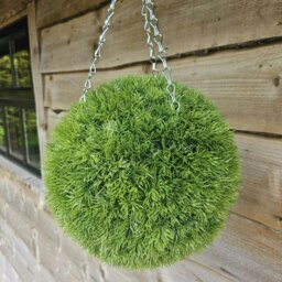 Best Artificial 28cm Green Grass Moss Hanging Basket Topiary Ball - Suitable for Outdoor Use - Weather & Fade Resistant