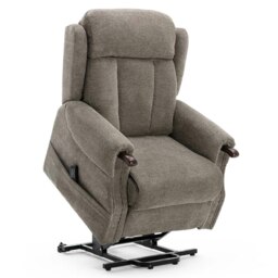 Halton Electric Fabric Heavy Duty Dual Motor Rise Recliner Lift Mobility Chair (Brown)