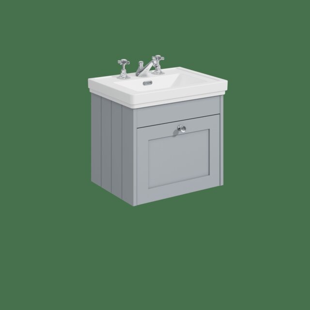 Balterley Wall Hung 1 Drawer Unit with Classic Basin 3 Tap Hole Grey 431 x 500 x 390mm