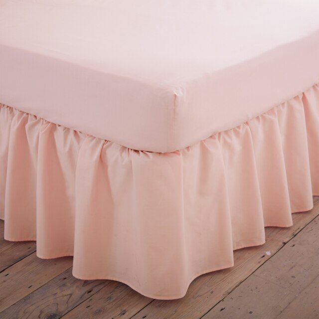 Charlotte Thomas Poetry Plain Dye Polycotton Single Platform Valance Sheet Frilled - Peach - 90 x 190cm Pink Peach Single