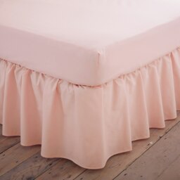 Charlotte Thomas Poetry Plain Dye Polycotton Single Platform Valance Sheet Frilled - Peach - 90 x 190cm Pink Peach Single