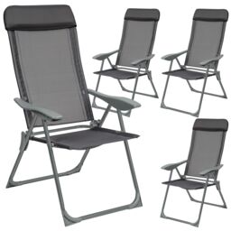 4 Folding Aluminum Garden Chairs with Headrests Grey anthracite 4