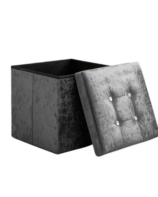 Home Republic Foldable Crushed Velvet Storage Ottoman