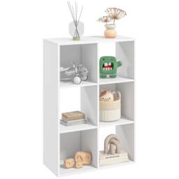 HOMCOM 6-Cube Bookshelf, Modern Freestanding 3-Tier Bookcase, Display Shelving Unit for Living Room, Bedroom, Home Office, Study, White